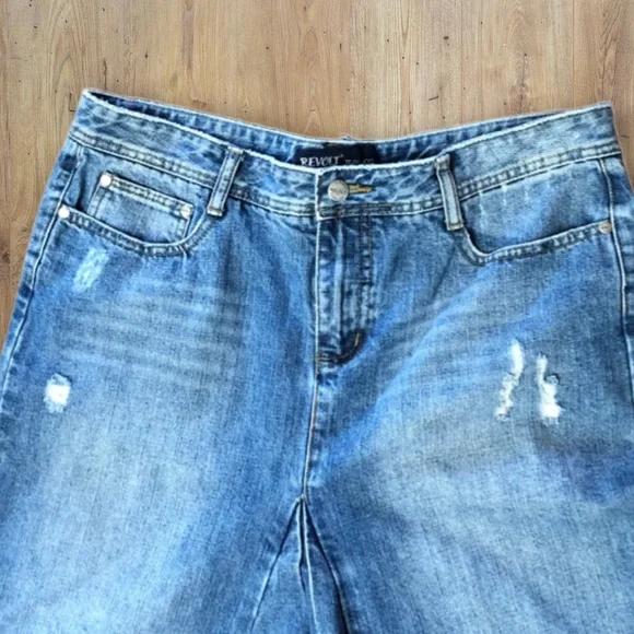 Revolt 15 Long Maxi Blue Jean Skirt Distressed Reconstructed Rave Punk Rock - Picture 4 of 13